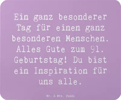 Produktbild von Mr. & Mrs. Panda Mauspad Spruch 91. Geburtstag - Lavendeltraum - Geschenk, besondere Geburtstagsgeschenke, Glückwunsch, Mouse Pad, computermatte, Mousepad, Lebensweisheit