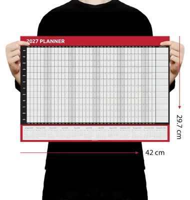 Imagen del producto de Planificador de pared para 2025, formato A3, 42 x 29,7 cm, calendario anual para la oficina
