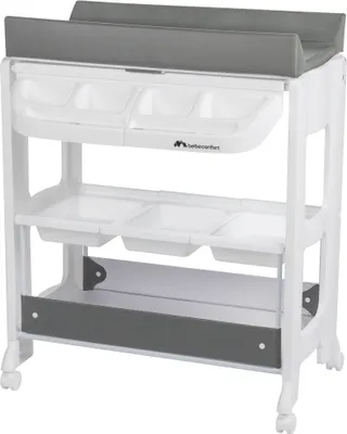 Produktbild von Bebeconfort Rosie Wickelkommode & Badewanne, mobiler 2-in-1 Wickel- & Badewagen für Babys, mit integrierter Badewanne und viel Stauraum, Mineral Gray