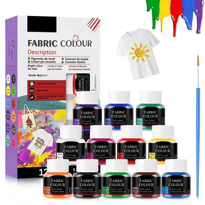 Image de Peintures textiles – Résistantes au lavage – Pour textiles et tissus – Coffret avec différentes nuances de couleurs