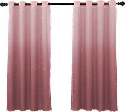 Produktbild von 2 Stück Vorhang Blickdicht Gardinen Stern Doppelschicht Ösenvorhänge mit Voile für Schlafzimmer Wohnzimmer Kinderzimmer, Rosa, B132xH243cm