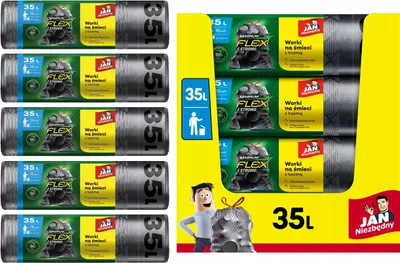 Zdjęcie produktu dla Jan Niezbędny Worki LD Magnum Flex Taśma 35L 15szt. - 5 op.
