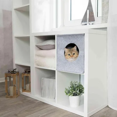 Obrázek produktu pro TRIXIE 36313, Jeskynní pelech, Vnitřní, Kočka, Šedá, Čtverec, Jednobarevný