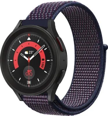 Produktbild von Strap-it Samsung Galaxy Watch 5 Pro Nylonarmband (Lila/Blau)