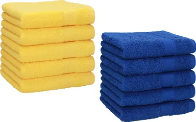 Produktbild von Betz 10 Stück Seiftücher 30x30 cm PREMIUM 100% Baumwolle  Farbe: gelb und royalblau