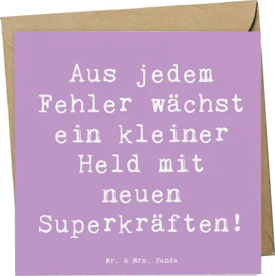 Produktbild von Mr. & Mrs. Panda Grußkarte Spruch Fehler machen lernen - Lavendeltraum - Geschenk, faltkarte, anlasskarte, Superkräfte, Klappkarte, doppelkarte, Vertrauem, Hoffnung