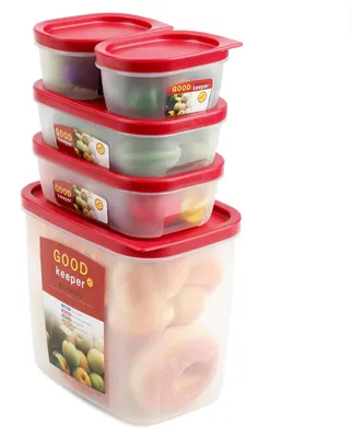 5 luftdichte Vorratsdosen mit Deckel, BPA-frei, stapelbar, 175–2000 ml, rot