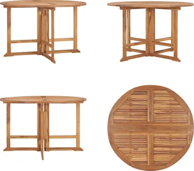 Immagine prodotto di vidaXL Tavolo da pranzo da giardino pieghevole Ø110x75 cm in legno massiccio di teak - Tavolo da pranzo da giardino - Tavoli da pranzo da giardino - Tavolo da pranzo da giardino in legno - Tavolo da pranzo da giardino in legno massiccio