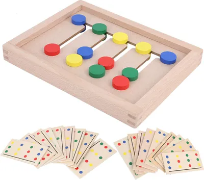 Productafbeelding van Houten peuterspeelgoed, schuifpuzzel, logisch denkspel, educatief speelgoed (vier kleuren, rond model)