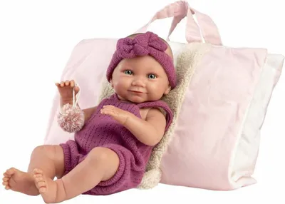 Zdjęcie produktu dla Lalka winylowa bobas Nica w różowym śpiworku 40cm