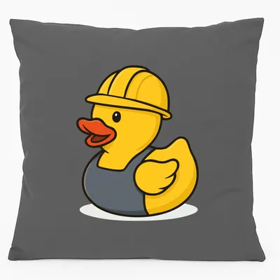 Produktbild von Huuraa Kissen Quietscheente Industrie Comic Gummiente 40x40cm mit Füllung Steel Grey Baumwolle Dekokissen Geschenkidee