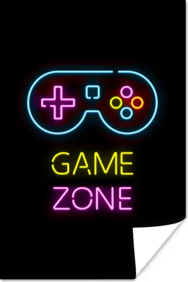 Produktbild von MuchoWow® Poster Controller - Spiel - Neon - Schwarz - Zitate - Spielzone 80x120 cm - Papierdruck