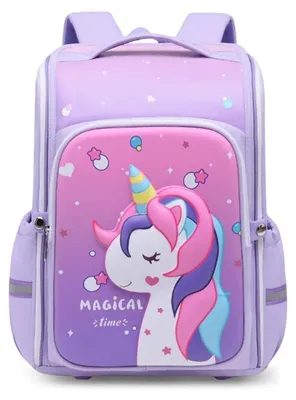 Produktbild von Ergonomischer Grundschulrucksack für Kinder, Große Kapazität, Leicht, Wasserdicht, Lila Einhorn, 31x21x41 cm
