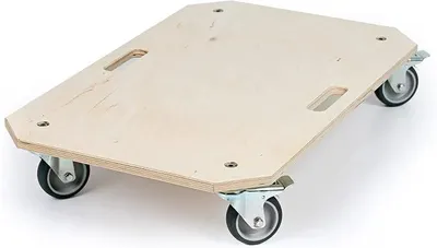 Image de Plateau de transport multiposte | Roulettes de transport robustes | 65 x 40 cm | Capacité de charge jusqu'à 250 kg | Roulettes en caoutchouc plein