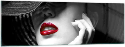 Produktbild von Bilder auf glas - Frau Gesicht Lippen - 160x50cm - Glasbilder - Wandbilder - Kunstdruck - zum Aufhängen bereit - Wanddekoration aus Glas - Glas Bilder - Wandbild auf Glas - Einteilig - GAB160x50-3618