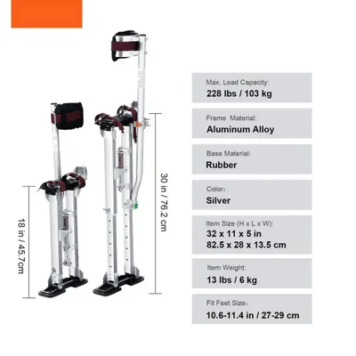 Immagine prodotto di Trampoli da lavoro - Muro a secco - Regolabile in altezza - Alluminio - Portata 103 kg - Trampoli da pittura - Misura dei piedi 27-29 cm