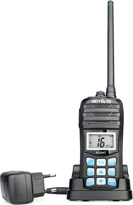 Produktbild von Retevis RT55 Marine IP67 Walkie Talkie, 88 Kanäle Tragbares Wasserdichtes Radio mit Vibration, Schwimmer, Langstrecken-Walkie Talkie mit Internationalem Marinekanal (Schwarz, 1 Stück)