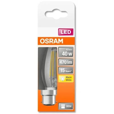 Immagine prodotto di Osram LED candela 4W = 40W B22d chiaro 470lm 827 bianco caldo 2700K