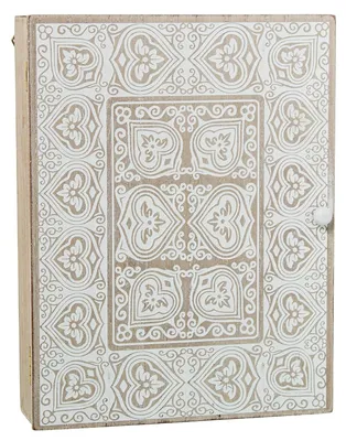 Productafbeelding van DRW sleutelkast van hout, wit en naturel, 20 x 5,5 x 26 cm
