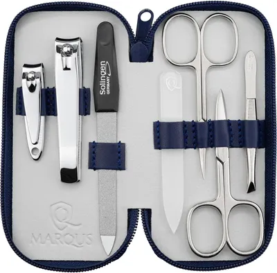 Produktbild von marQus Maniküre-Set 7-teilig – mit Glasfeile, Solingen – Blau
