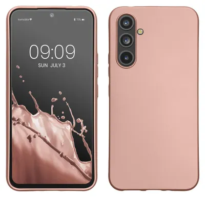 Produktbild von kwmobile Handyhülle für Samsung Galaxy A54 5G Hülle - Silikon Case metallisch schimmernd - Schutzhülle Cover - Metallic Rosegold
