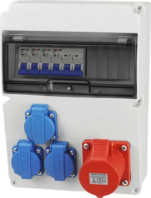 Produktbild von Baustromverteiler Wandverteiler Gartensteckdose 1x32A/5P CEE 3x 230V Schuko Steckdosen Schuko mit LS-Schalter