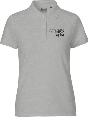 Produktbild von Huuraa Damen Polo Shirt Chicago my love XL Sport Grey Bio Baumwolle Fairtrade Poloshirt Geschenkidee