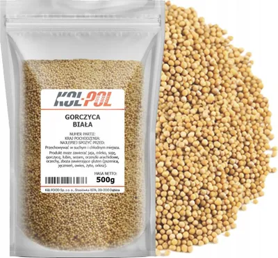 Zdjęcie produktu dla GORCZYCA BIAŁA 500g Całe ziarno naturalna przyprawa wysoka jakość Kol-Pol