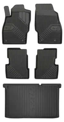 Image de Tapis en caoutchouc + bac de coffre pour Opel Corsa D 2006-2014 (hayon, plancher bas) – 5 pièces, noirs, sur mesure