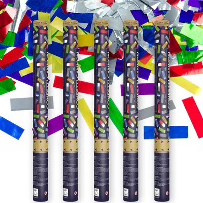 Produktbild von 5x Konfettikanone bunt mix Streifen 60 cm