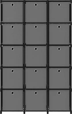 Produktbild von vidaXL Würfel-Regal mit Boxen 15 Fächer Schwarz 103x30x175,5 cm Stoff