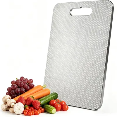 Imagen del producto de Tabla de cortar de acero inoxidable 304, de doble cara, de 34x23 cm, para la cocina