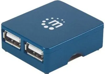 Produktbild von Manhattan 4-Port USB 2.0 Micro Hub, USB-A-Stecker auf 4 x USB-A-Buchse, 480 Mbit/s Datenübertragungsrate, Stromversorgung über USB, USB 3.2 Gen 1 (3.1 Gen 1) Type-A, USB 3.2 Gen 1 (3.1 Gen 1) Type-A, 480 Mbit/s, Schwarz, Kunststoff, FCC CE RoHS WEEE