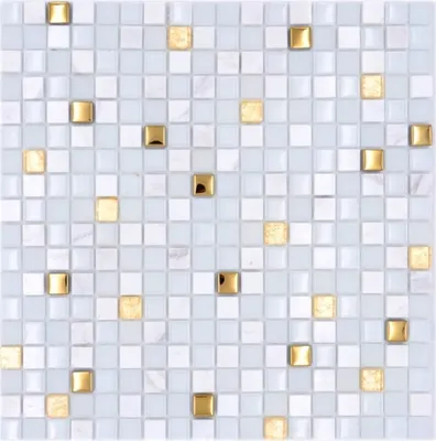 Produktbild von Mosaikfliese Glas Naturstein Mosaik Stein EP mix weiß gold Fliesenspiegel MOS92-640