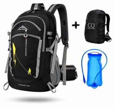 Image de CarryQuest® - Sac à dos 35L en nylon, idéal pour la randonnée, avec housse de pluie noire