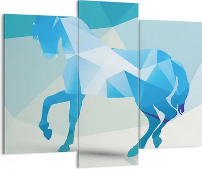 Produktbild von Bild auf Leinwand - Leinwandbild - Pferd Illustration modern Grafik - 130x100cm - Wand Bild - Wanddeko - Leinwanddruck - Bilder - Kunstdruck - Leinwand bilder - Wandkunst - CB130x100-2814