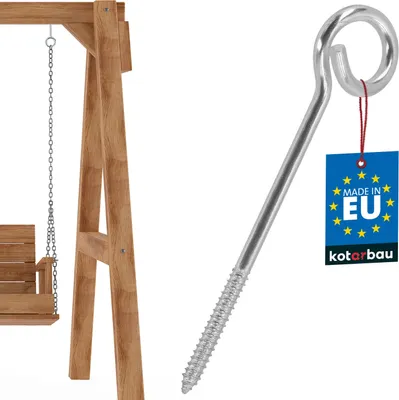 Produktbild von KOTARBAU® Schaukelhaken ⌀ 10x230mm Schraubhaken mit Holzgewinde Haken zum Schrauben für Holzbalken Schaukel Befestigung Gewunden  Stahl Silber