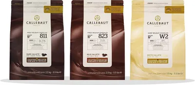 Produktbild von Callebaut, Kuvertüre Callets, Zartbitterschokolade, Milchschokolade und weiße Schokolade(3x2,5Kg)