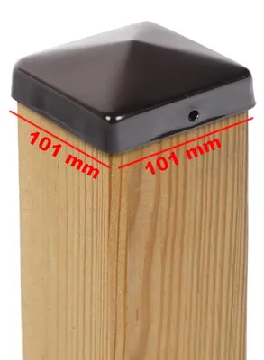 Immagine prodotto di 6 cappucci per palo - forma piramidale - acciaio rivestito in nero - 101 x 101 mm