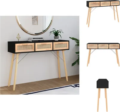 Imagen del producto de vidaXL Mesa auxiliar de consola, color , 105x30x75 cm, madera maciza y ratán natural