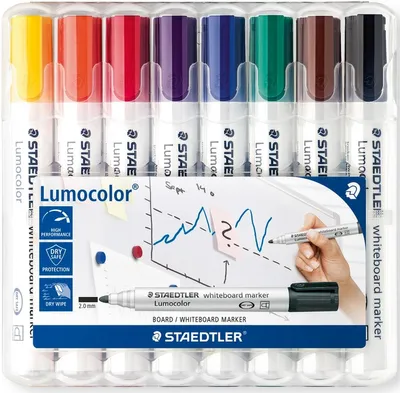 Produktbild von Staedtler Lumocolor 351 WP8, Rundspitze, Schwarz, Blau, Braun, Grün, Orange, Rot, Violett, Gelb, Mehrfarbig, Polypropylen (PP), Extradick, 2 mm
