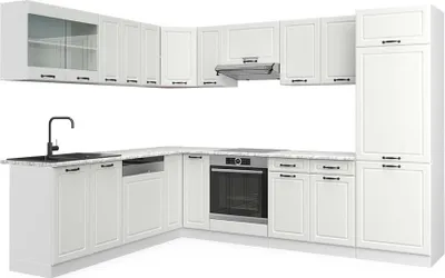 Produktbild von Eckküche Vicco R-Line Weiß Landhaus/Weiß 287 x 227 cm, AP Marmor, Model 49483