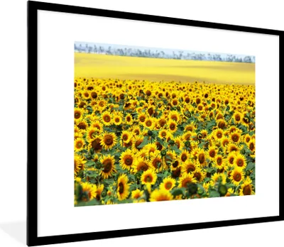 Produktbild von MuchoWow® Gerahmtes Poster Sonnenblume - Blumen - Natur 80x60 cm - Poster mit Schwarzem Bilderrahmen Wandposter Rahmen Foto Bilder - Schlafzimmer-Dekorationen - Fotoposter