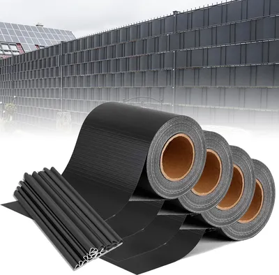 Obrázek produktu pro ACXIN PVC stínící pásky pro ochranu soukromí stínící fólie pro dvojitý plot s upevňovacími klipy pro zahradní plot, antracitová barva, 65 m x 19 cm (4 role)