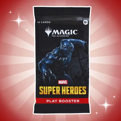Produktbild von 1x Magic: The Gathering Marvel Super Heroes Play-Booster Englisch – 1 Booster mit 14 Karten+ Heartforcards® Versandschutz