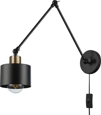 Produktbild von MasterLED E27 Wandspot Schwarz-Kupfer, Schwenkarm verstellbar, Industrielle Leselampe für Wohnzimmer & Bett