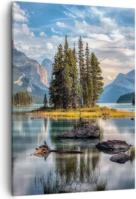 Produktbild von Bild auf Leinwand - Leinwandbild - Einteilig - See Landschaft Natur - 50x70cm - Wand Bild - Wanddeko - Wandbilder - Leinwanddruck - Wanddekoration - Leinwand bilder - Wandbild - PA50x70-4133