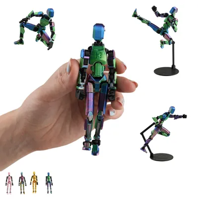 Image de Dummy 13 figurine articulée à assembler, mannequin mobile 13 cm impression 3D – Bleu-vert-violet