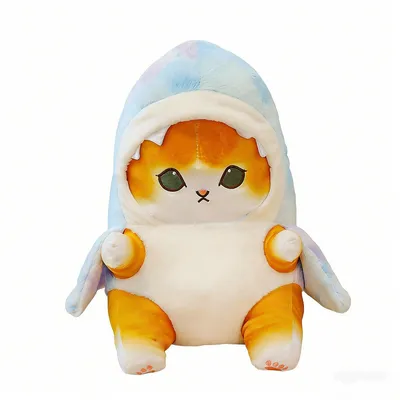 Productafbeelding van Pluche haai-kat 33 cm – Schattig knuffelhaai-kat kussen, geel, regenboog