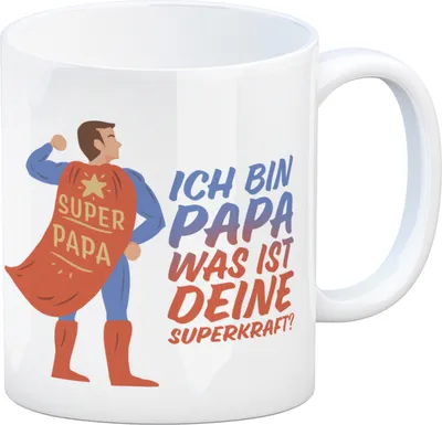 Produktbild von Ich bin Papa was ist deine Superkraft Kaffeebecher mit Superheldmotiv